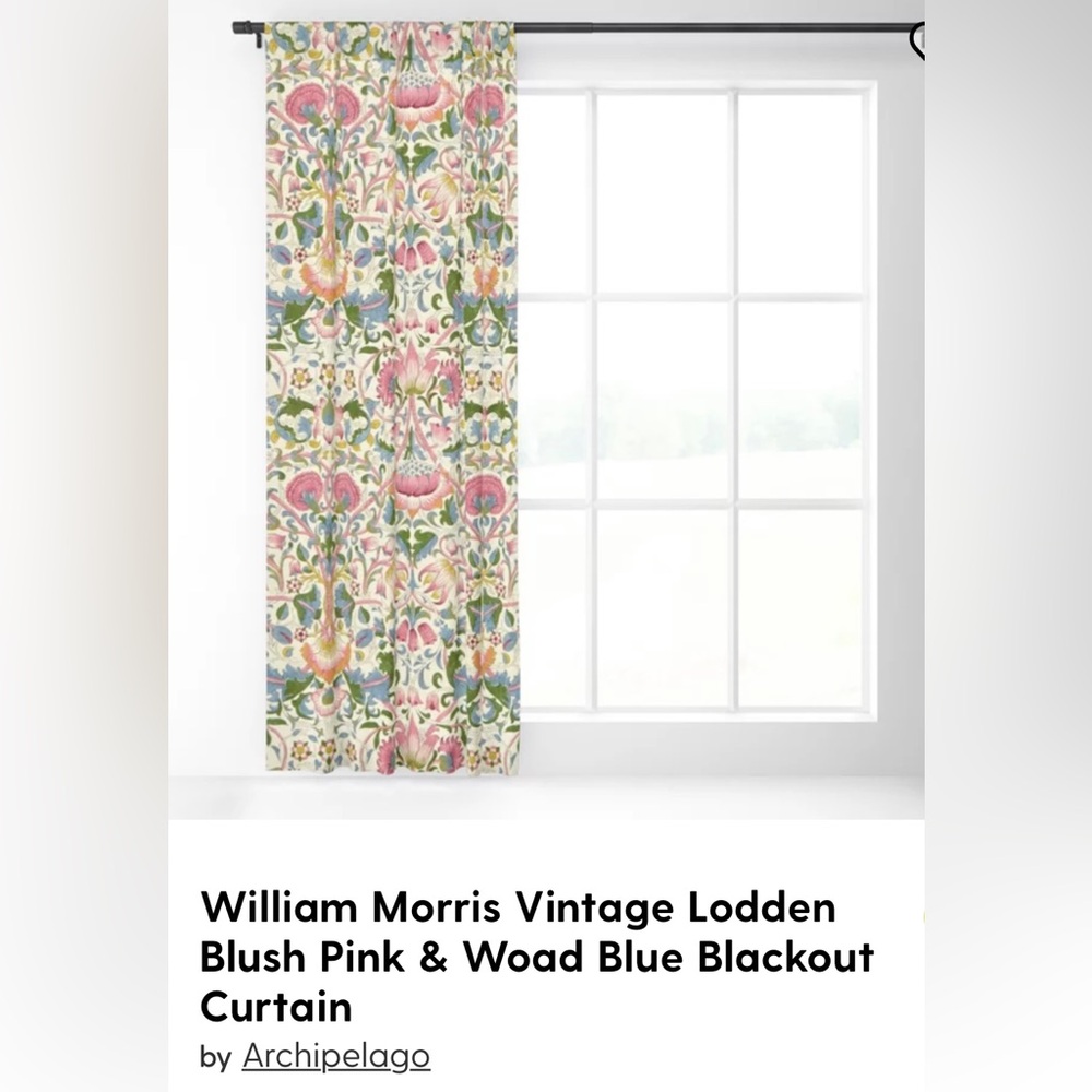 William Morris Vintage Lodden Blush Pink & Woad Blue Curtains
